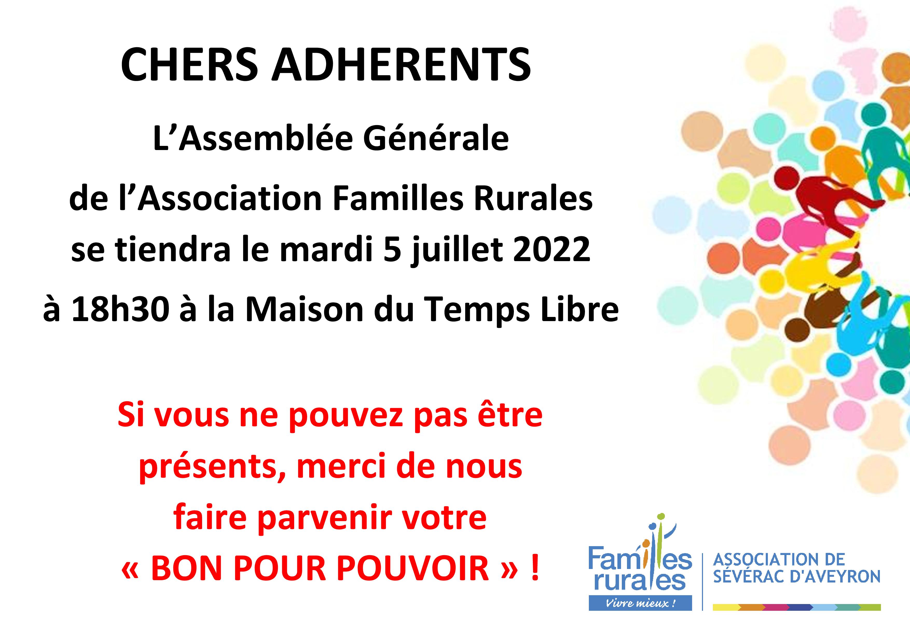Assemblée Générale Familles Rurales de Sévérac d'Aveyron / Mardi 5
